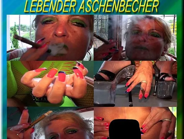 #Userwunsch# Rauchende Herrin und ihr lebender Aschenbecher