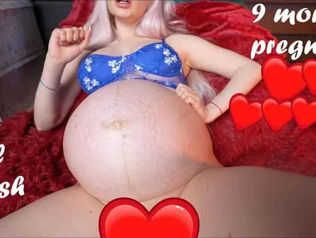 9 monate schwangerer Bauch, Ölfetisch und Hänseleien von der heißen Blondine