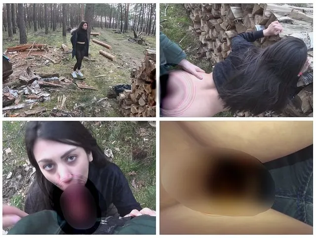 Süßes Teen outdoor im Wald am Holz ao gefickt.