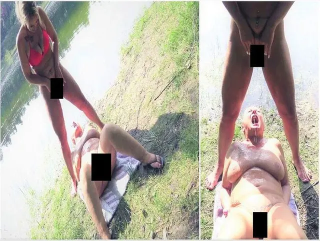 Meine Freundin Sarah-Star pisst mir Public, am See, ins Maul!