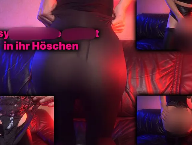 Sissyschlampe wichst ihren Schwanz in ShaperLeggings, Ouverthösen, Analplug und spritzt in Slip