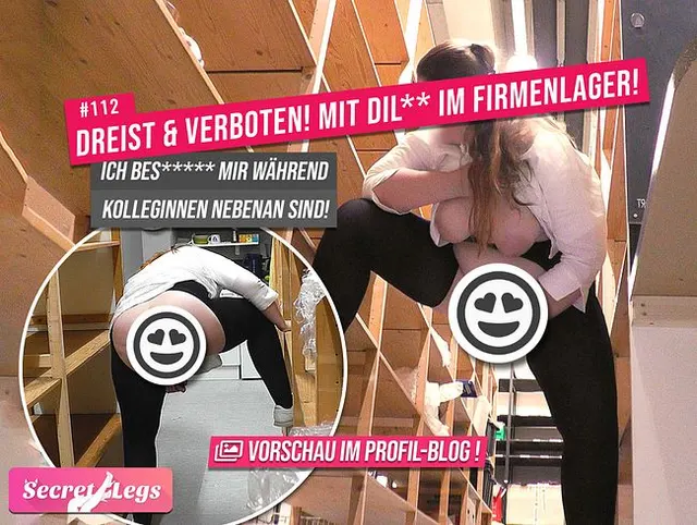DREIST & VERBOTEN! Mit Dildo im Firmenlager! - Ich besorg's mir während Kolleginnen nebenan sind!