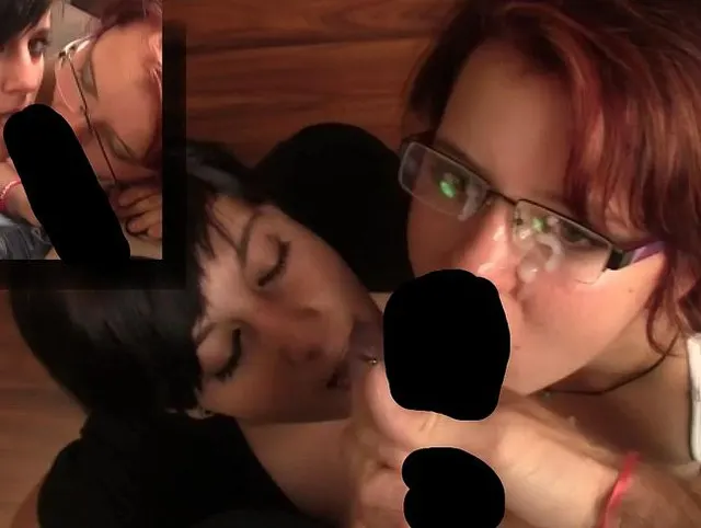 Slow motion two girls cumshot