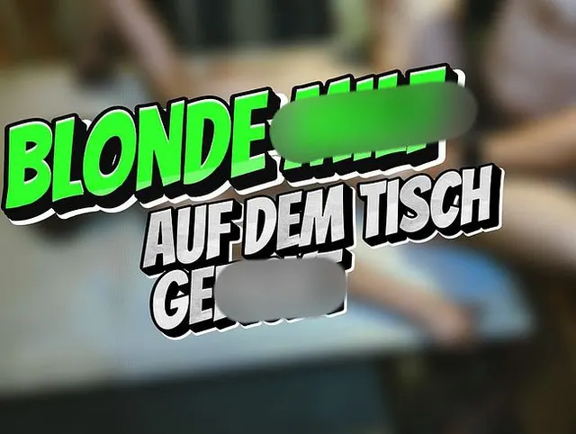Blonde Milf hart auf dem Tisch gefickt