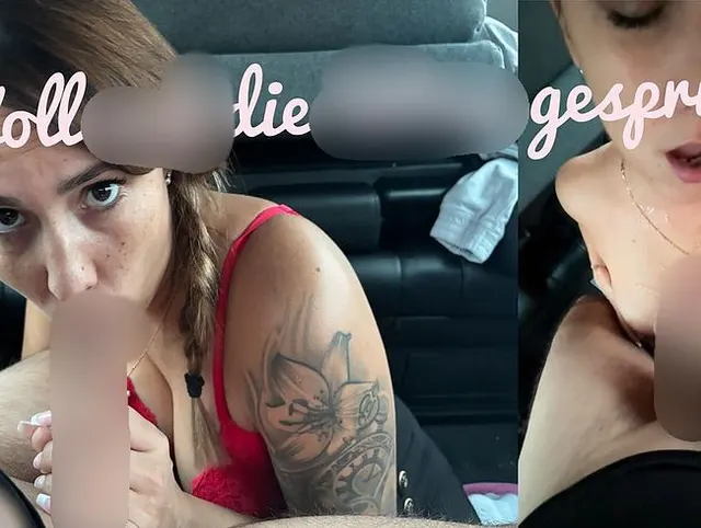 Voll auf die Titten gespritzt / blowjob im Auto