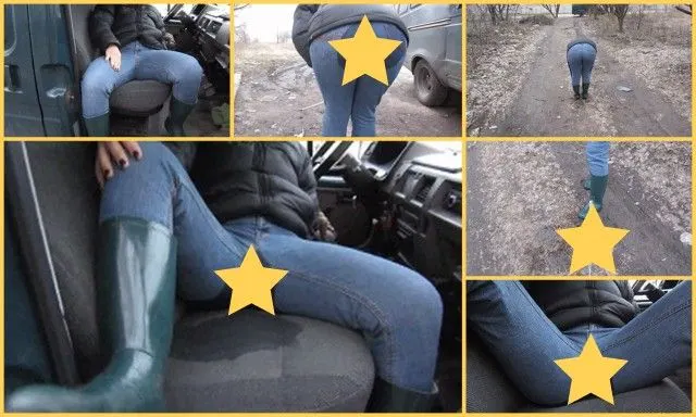 pissing on rubber boots outdoors (5)