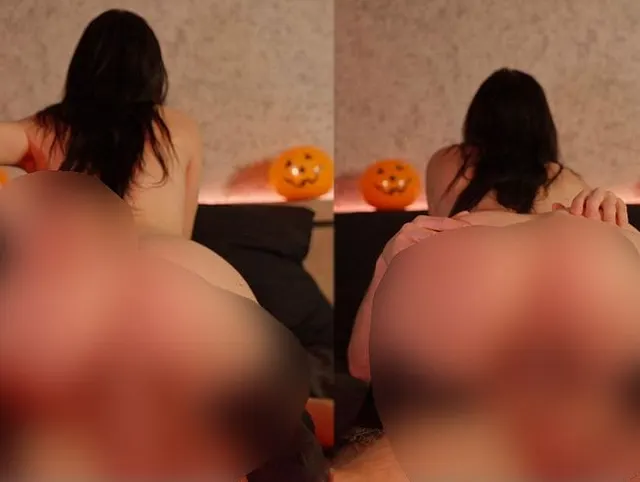 BG Halloween Reitet Schwanz und Riesiger Creampie Mit Strümpfen