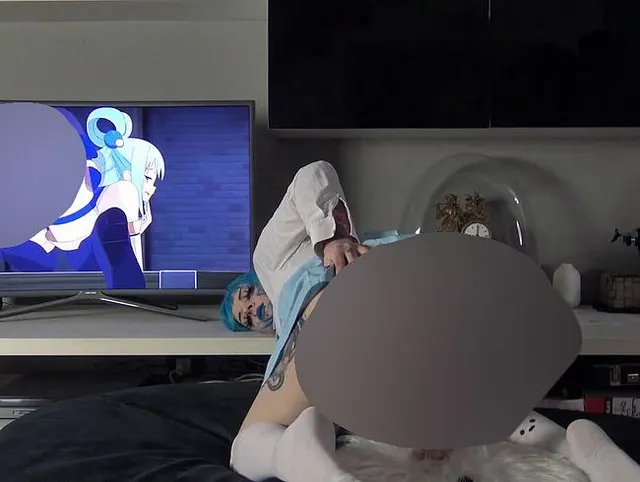 Kawaii-Mädchen mit blauen Haaren
