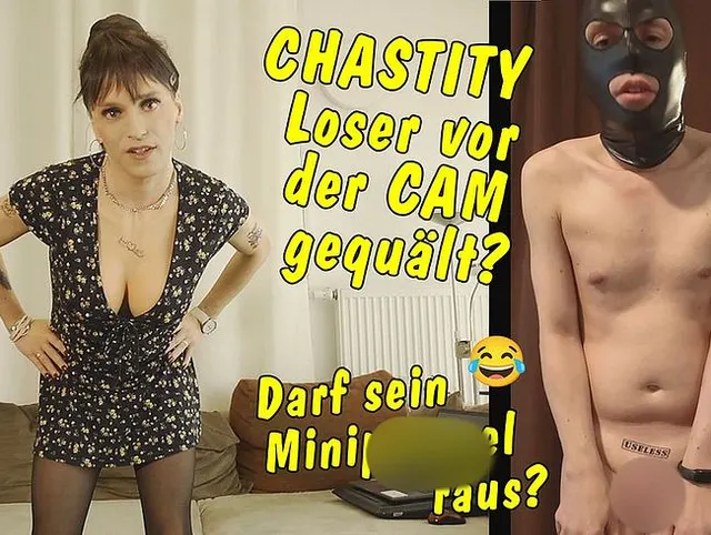 Chastitiy Loser vor der Cam gequält! Darf sein Minipimmel raus?