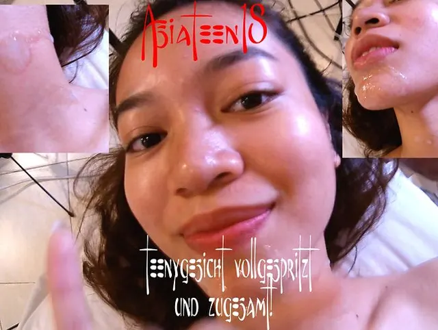Teenygesicht vollgespritzt und zugesamt!!