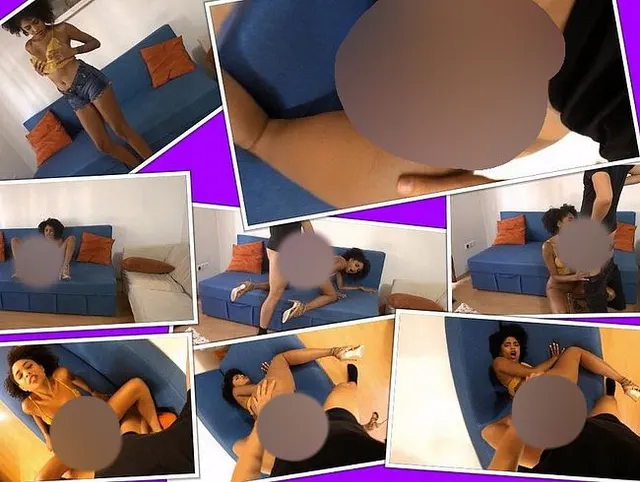 Geiles Mulatta-Girl auf dem Sofa AO gefickt