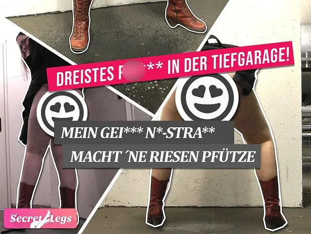 Dreistes Pissen in der Tiefgarage! Mein geiler NS-Strahl macht ne riesen Pfütze!