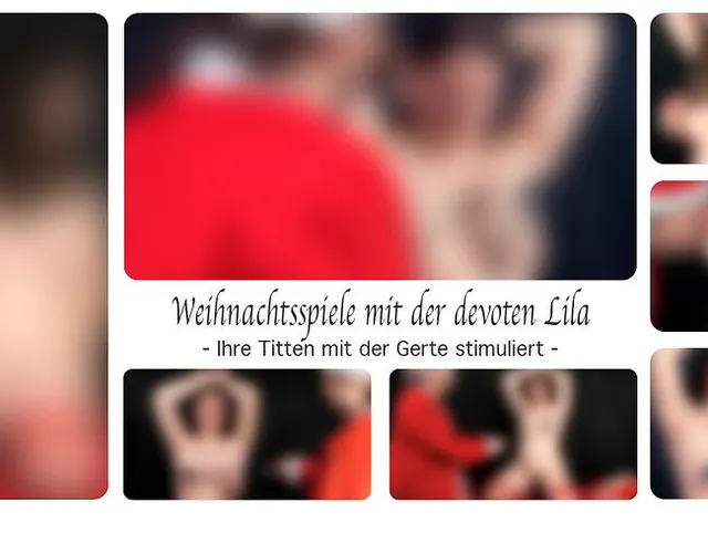 Weihnachtsspiele mit der devoten Lila - Ihre Titten mit der Gerte stimuliert