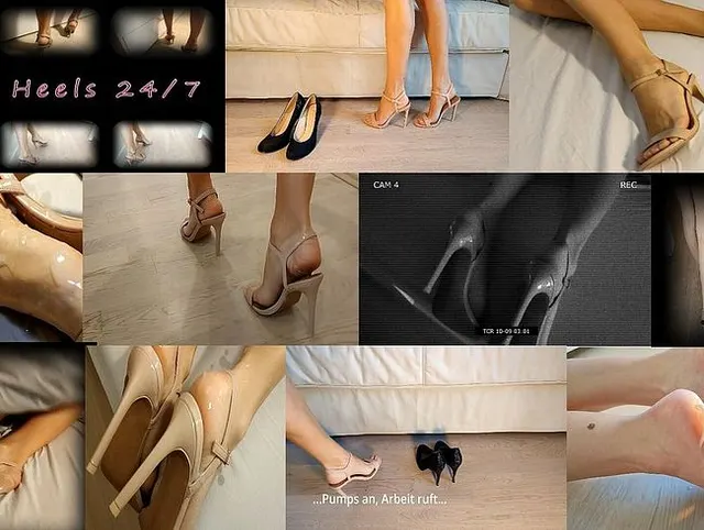 24h Cumshot Routine einer 24/7 High Heels tragenden Ehefrau - Abspritzen auf Füße in Highheels