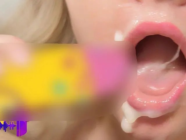 ASMR Blowjob Nahaufnahme Sperma auf der Zunge