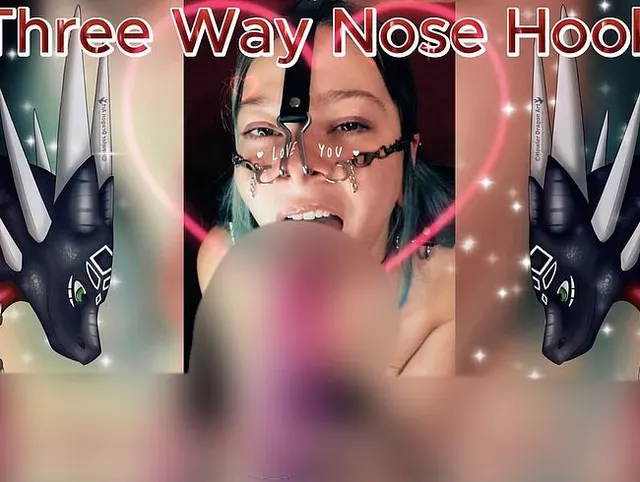 Drei-Wege-Nasenhaken, versauter Blowjob mit Drachendildo
