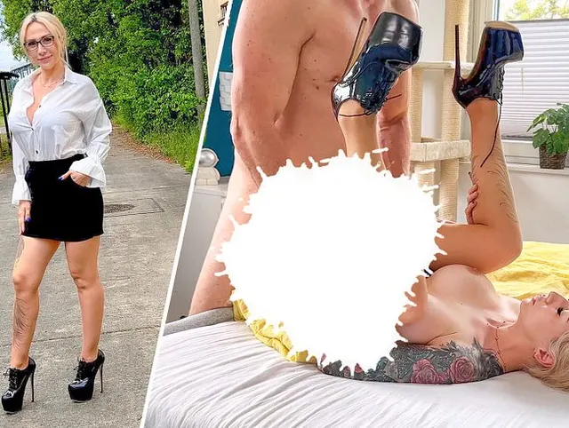 Die Büroschlampe - Creampie vom Chef in Nylons und High Heels!