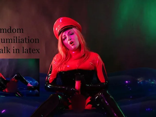 Femdom fagot humiliation dirty talk in latex