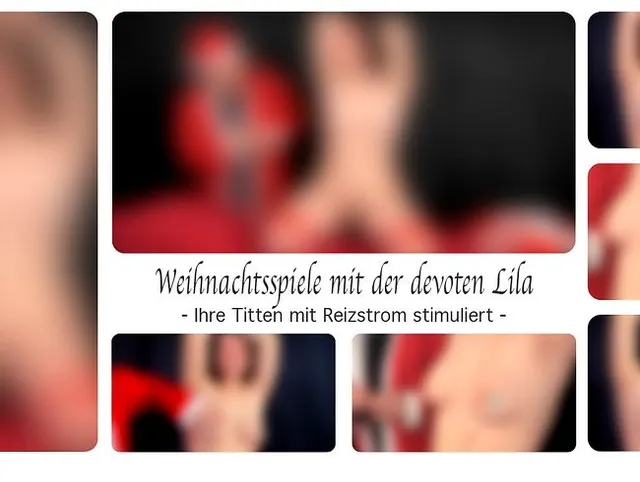 Weihnachtsspiele mit der devoten Lila - Ihre Titten mit Reizstrom stimuliert