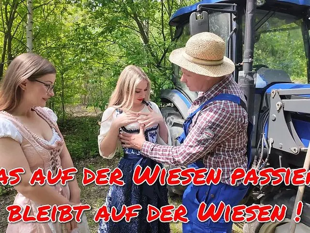 Geiler Dirndl Dreier!!! Ohne Gummi! Was auf der Wiesen passiert bleibt auf der Wiesen