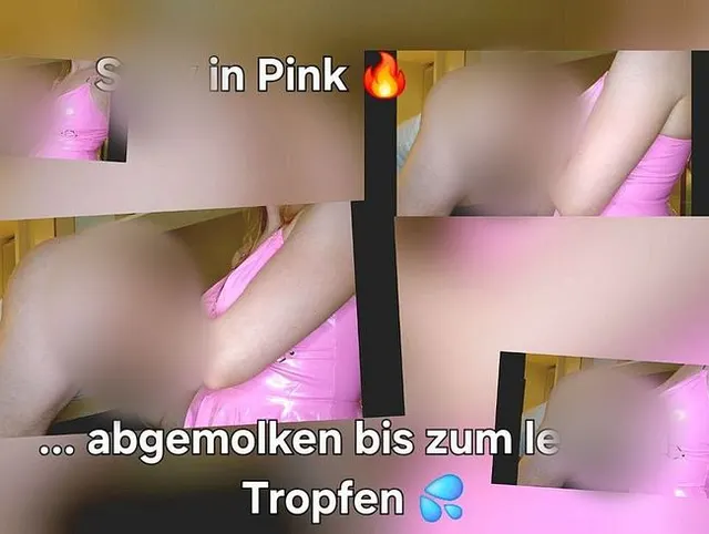 Gemolken im Hotelzimmer ! Sexy im rosa Lackkleid im Hotel !