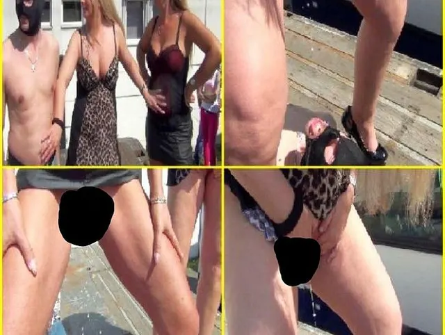 Anita und Rosella bepissen Sklaven öffentlich!