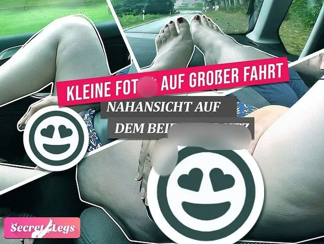 Kleine Fotze auf großer Fahrt - Nahansicht auf dem Beifahrersitz