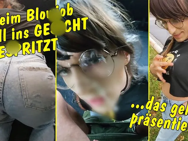 Beim Spontan-Blowjob voll ins Gesicht gespritzt! Das gehört stolz präsentiert!! POV