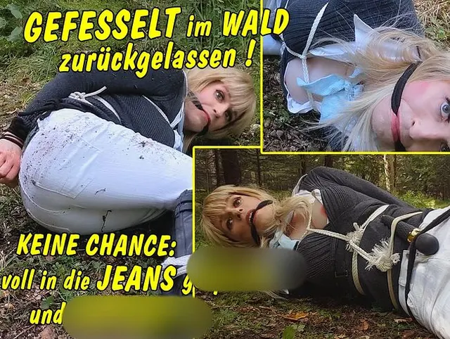Gefesselt im Wald zurückgelassen! Keine Chance: voll in die Jeans abgespritzt und gepisst!