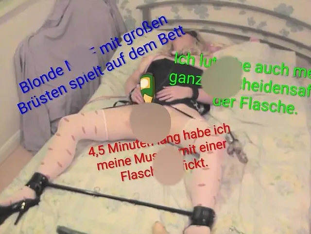 Flaschenfickende, schlampige blonde Hausfrau