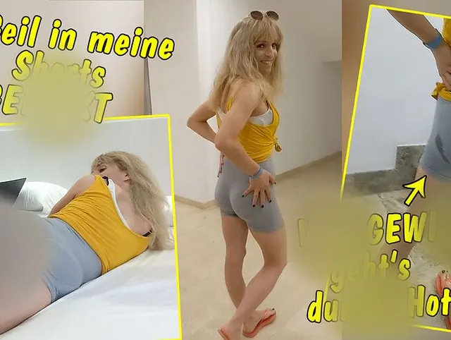 Geil in meine Yoga Shorts gefickt!! Vollgewichst gehts durchs Urlaubs-Hotel!!