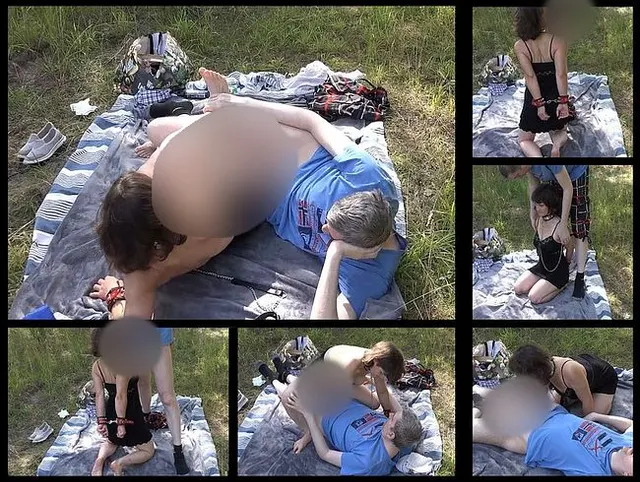 Feuchte Sklavin im öffentlichen Park benutzt